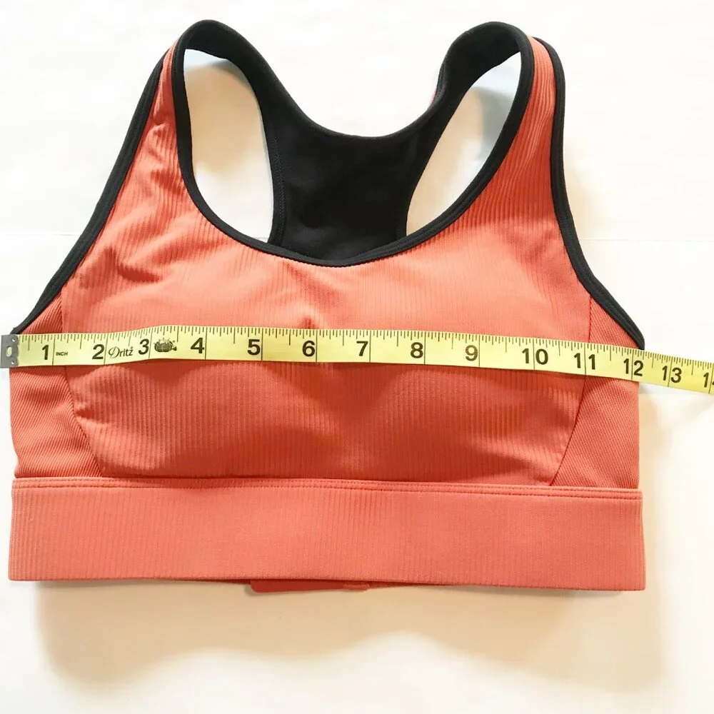 ZYIA Active Burnt Orange Ribbed Premium Sports Bra Workout Gym Womens XS
